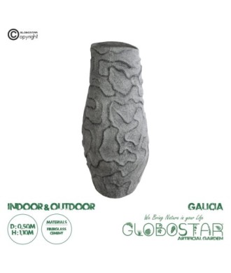 GloboStar® Artificial Garden GALICIA 20764 Επιδαπέδιο Πολυεστερικό Τσιμεντένιο Κασπώ Γλάστρα - Flower Pot Γκρι Φ50 x Υ110cm
